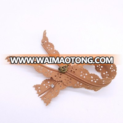 Good quality lace zipper fashion zipper slider for garment ,factories producing zipper in china